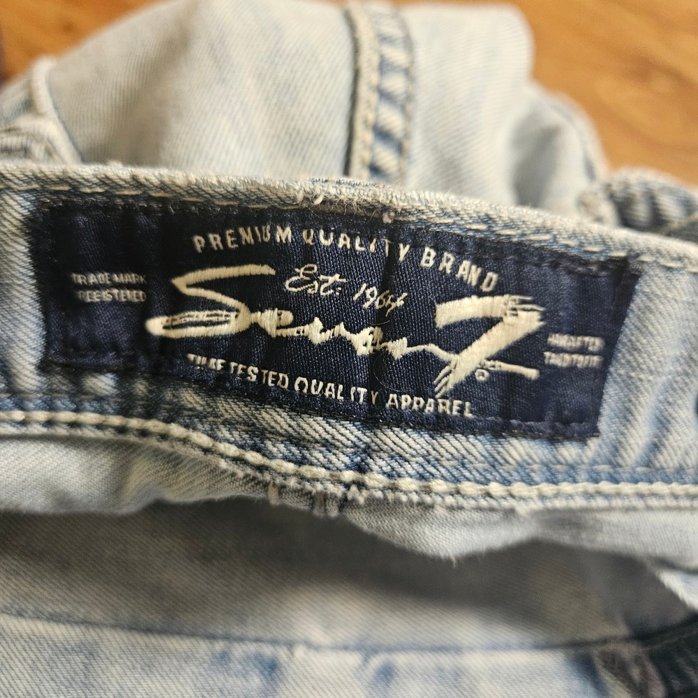 Seven7 Womens Bootcut Jeans 34x32 Flap Pocket Light Wash Denim Y2K Boho Festival - Picture 3 of 8